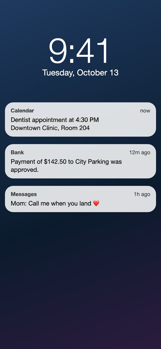 A phone lock screen, After