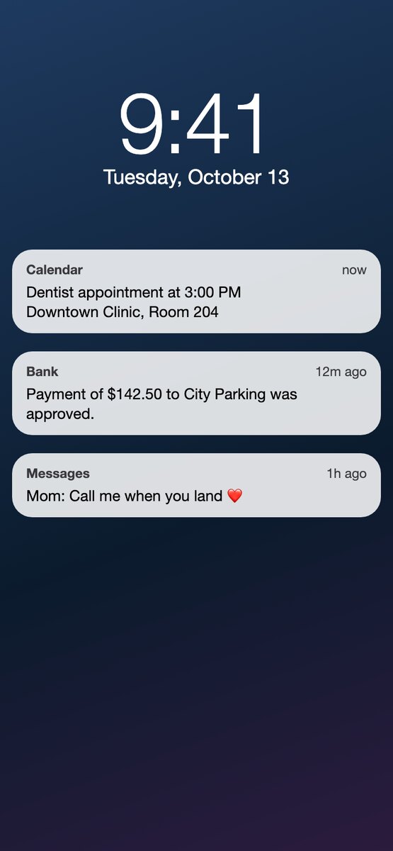 A phone lock screen, Before